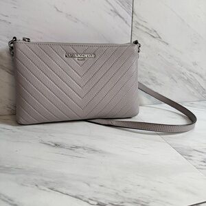 Karl Lagerfeld Paris Gray Quilted Crossbody Bag